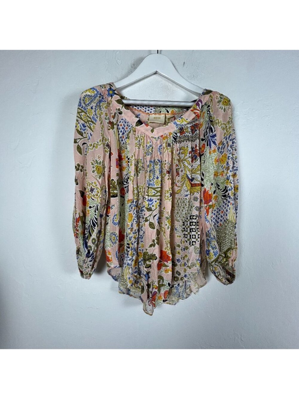 Maeve Anthropologie Boswell Floral Print Blouse Top Size 0 Coastal Cowgirl Girly